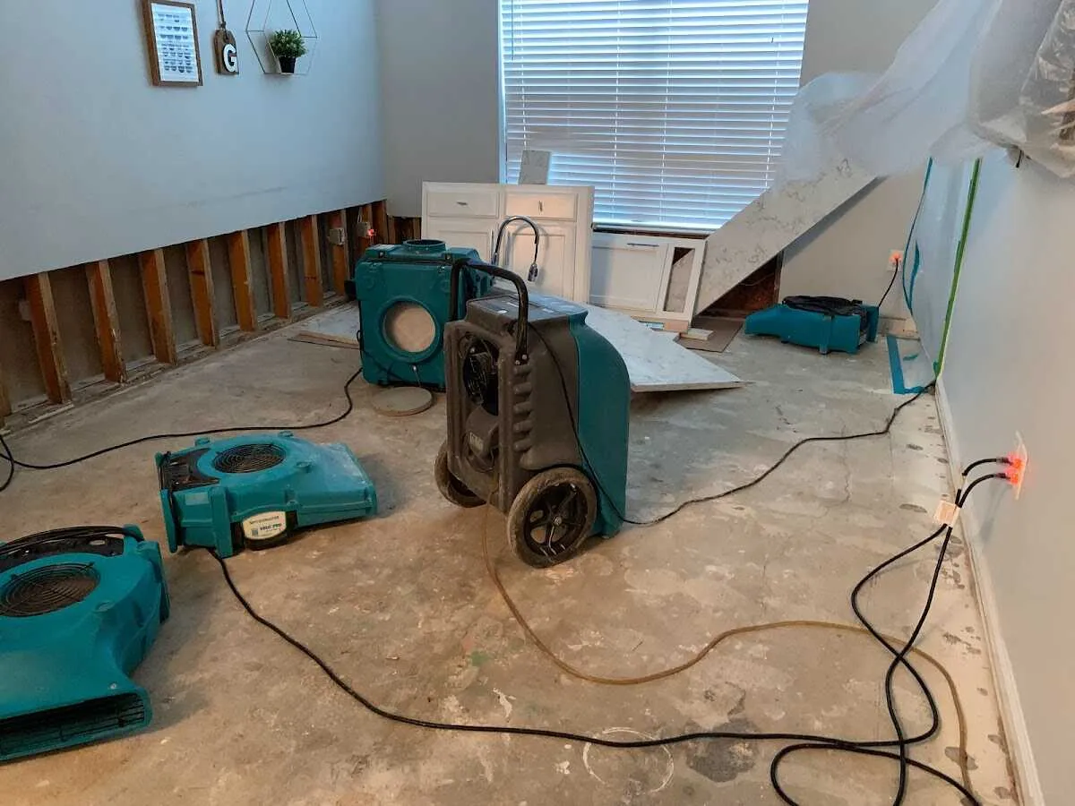 Dehumidifier in flood-cut room for Water Damage Restoration in Menlo Park